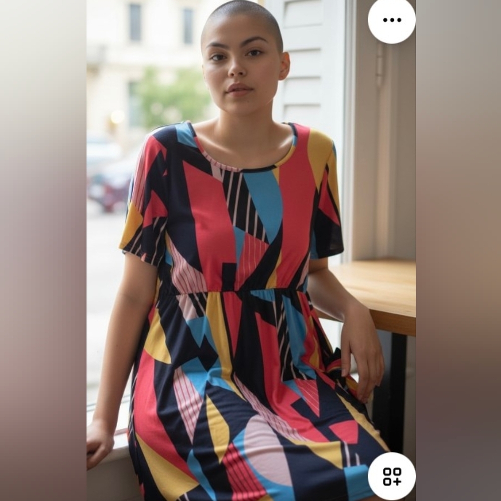 Colorful Geometric Pattern Dress - Picture 2 of 7